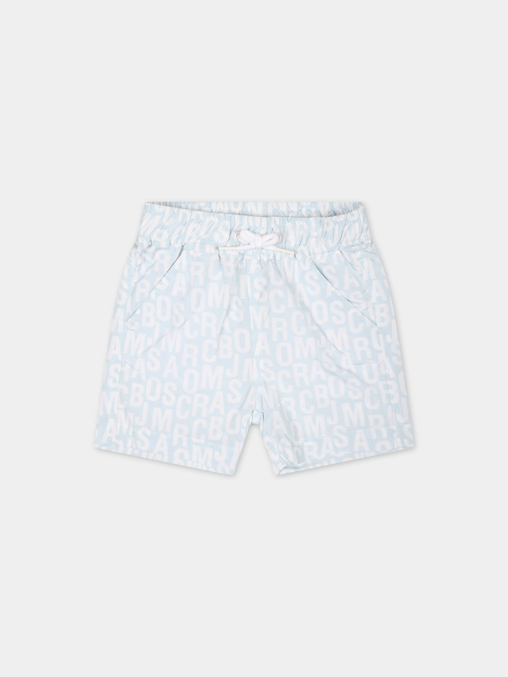 Light blue boxer shorts for boy with all-over logo